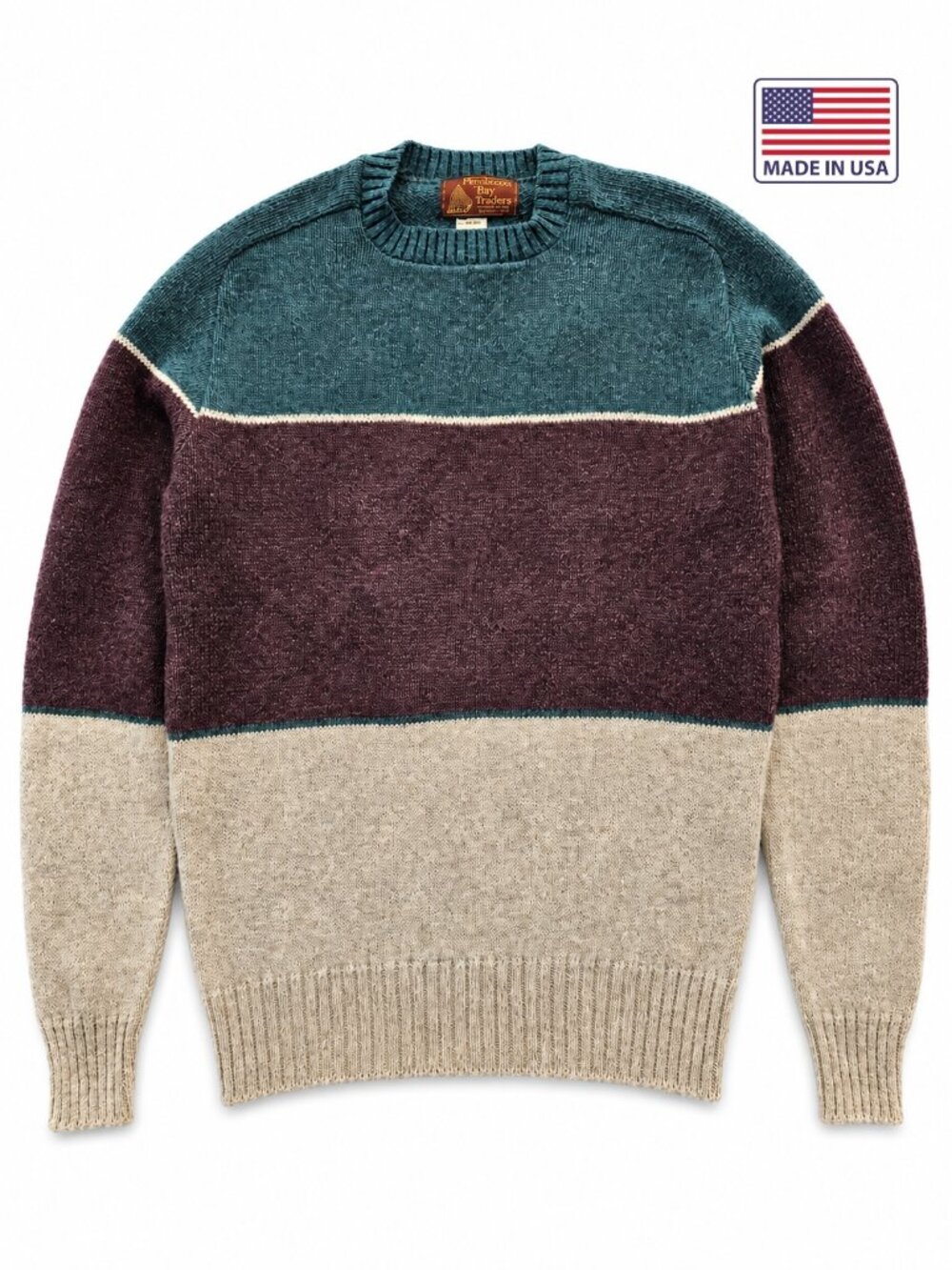 Vintage Penobscot Bay Traders Colorblock Wool Blend Crewneck Sweater Men's Sz M